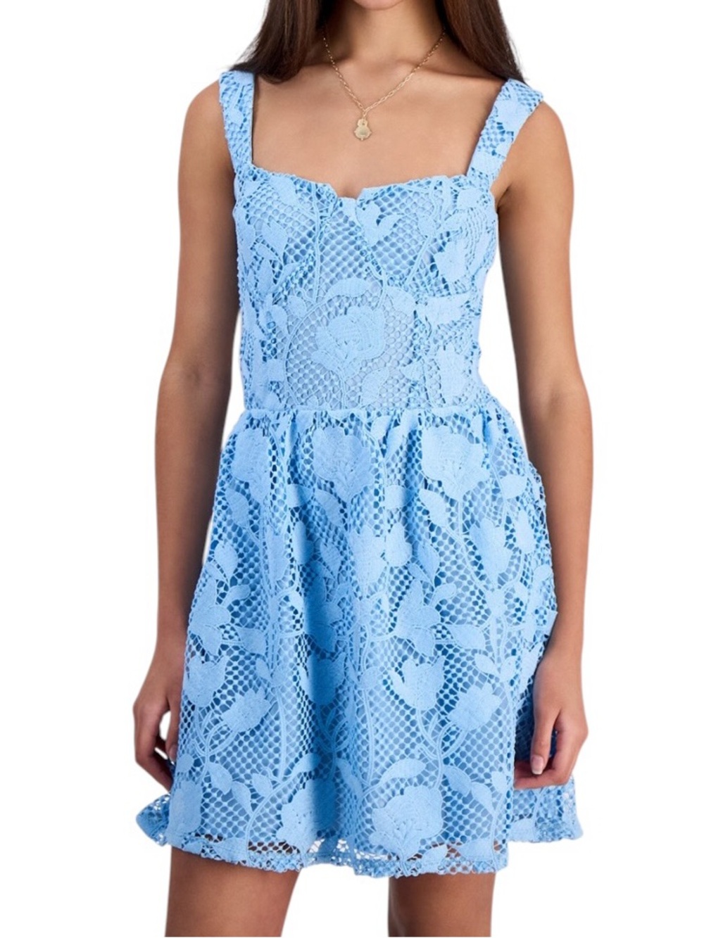 Fourteenth Place Chic Sky Blue Lace Corsett Sundress Soft Girl Mini Dress NWT XS